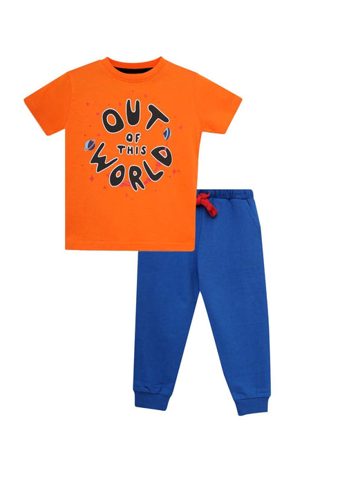 Boys PJ Set S/S(Style-OSB201306) Orange/Dark Blue