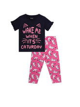 Load image into Gallery viewer, Girls PJ Set S/S(Style-OSG202402) Navy Blue/Pink