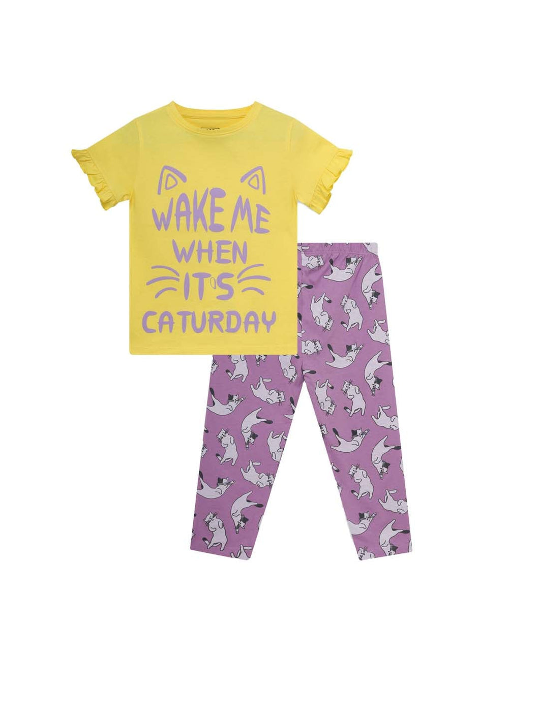 Girls PJ Set S/S(Style-OSG202402) Yellow/Purple