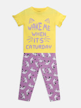 Load image into Gallery viewer, Girls PJ Set S/S(Style-OSG202402) Yellow/Purple