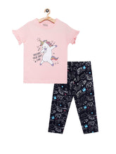 Load image into Gallery viewer, Girls PJ Set S/S(Style-OSG202405) Light Pink/Navy Blue