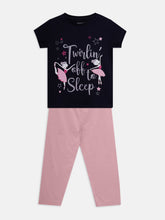Load image into Gallery viewer, Girls PJ Set S/S(Style-OSG202406) Navy Blue/Light Pink