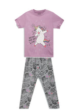 Load image into Gallery viewer, Girls PJ Set S/S(Style-OSG202405) Purple/Grey